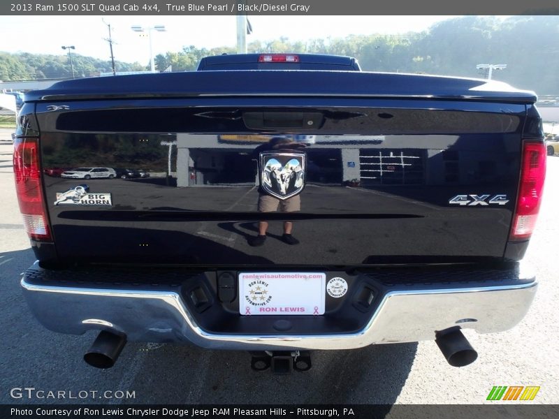 True Blue Pearl / Black/Diesel Gray 2013 Ram 1500 SLT Quad Cab 4x4