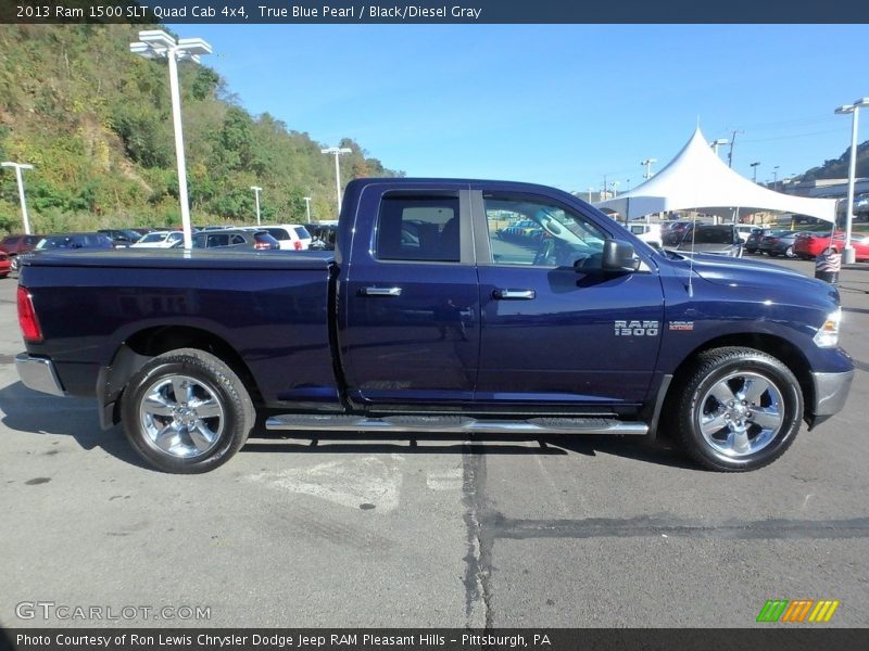 True Blue Pearl / Black/Diesel Gray 2013 Ram 1500 SLT Quad Cab 4x4