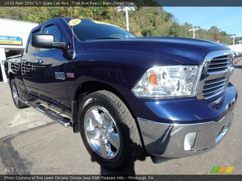 True Blue Pearl / Black/Diesel Gray 2013 Ram 1500 SLT Quad Cab 4x4
