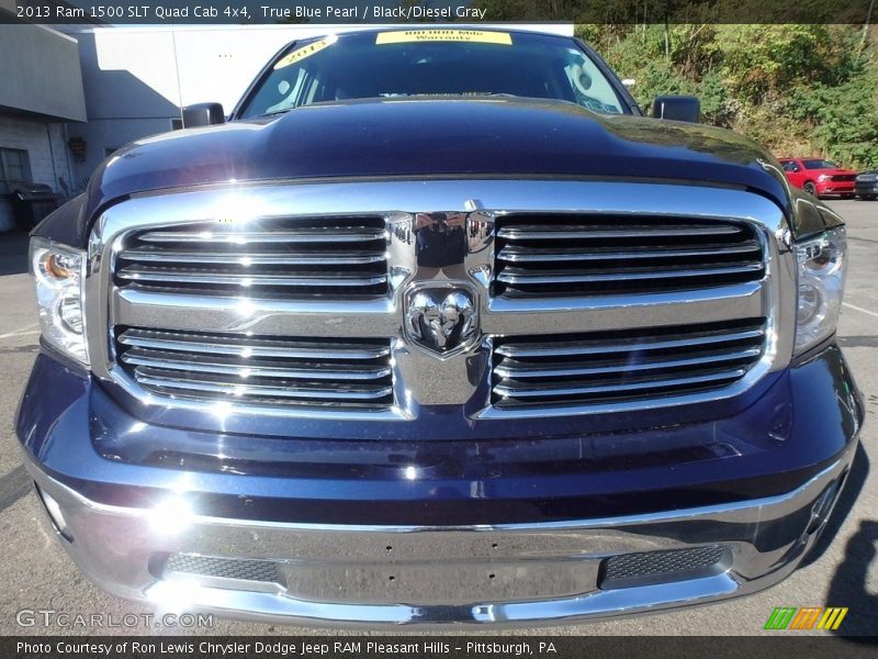 True Blue Pearl / Black/Diesel Gray 2013 Ram 1500 SLT Quad Cab 4x4