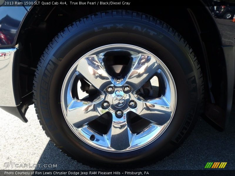 True Blue Pearl / Black/Diesel Gray 2013 Ram 1500 SLT Quad Cab 4x4
