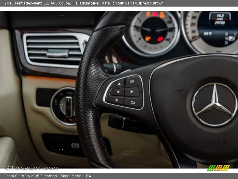 Palladium Silver Metallic / Silk Beige/Espresso Brown 2015 Mercedes-Benz CLS 400 Coupe