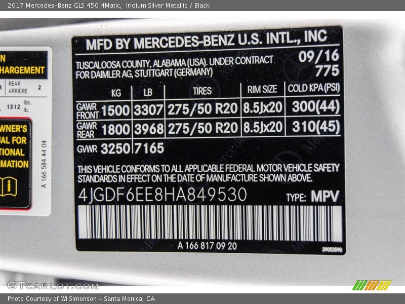 Iridium Silver Metallic / Black 2017 Mercedes-Benz GLS 450 4Matic