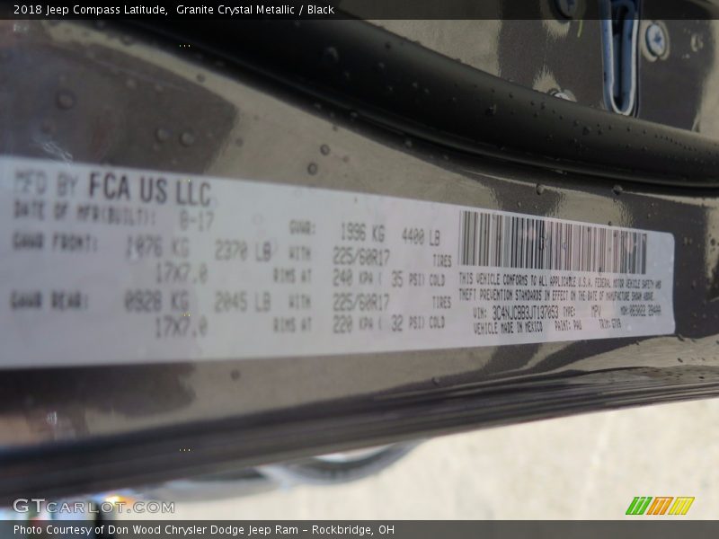 Granite Crystal Metallic / Black 2018 Jeep Compass Latitude