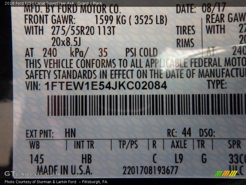 Guard / Black 2018 Ford F150 Lariat SuperCrew 4x4
