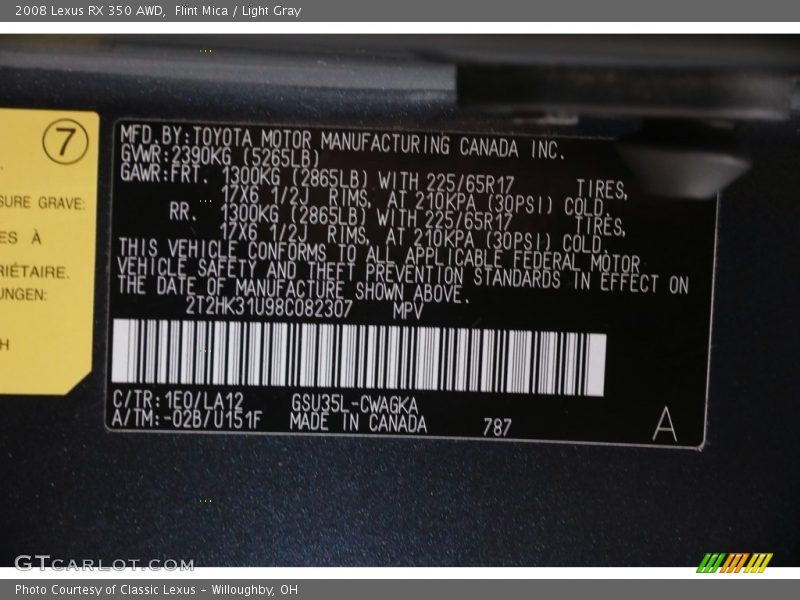 Flint Mica / Light Gray 2008 Lexus RX 350 AWD