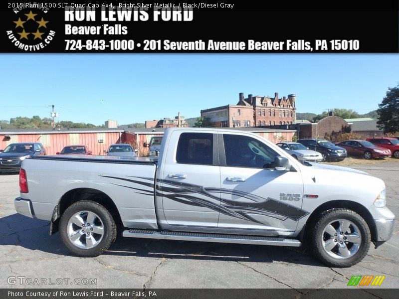 Bright Silver Metallic / Black/Diesel Gray 2015 Ram 1500 SLT Quad Cab 4x4