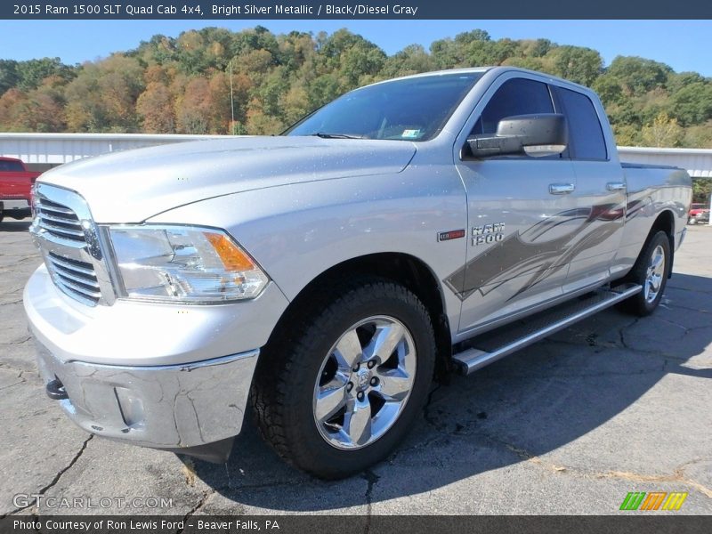 Bright Silver Metallic / Black/Diesel Gray 2015 Ram 1500 SLT Quad Cab 4x4