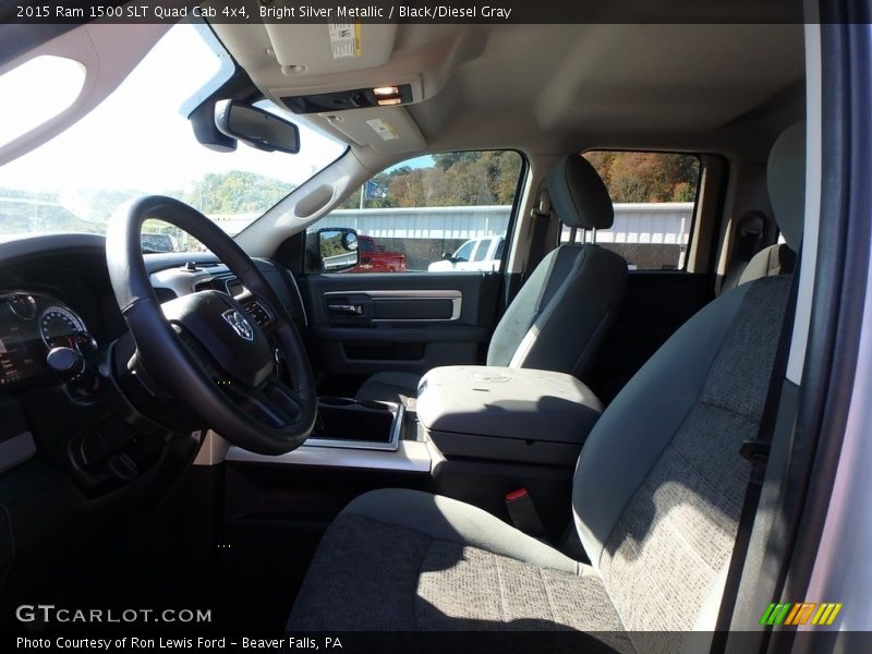 Bright Silver Metallic / Black/Diesel Gray 2015 Ram 1500 SLT Quad Cab 4x4