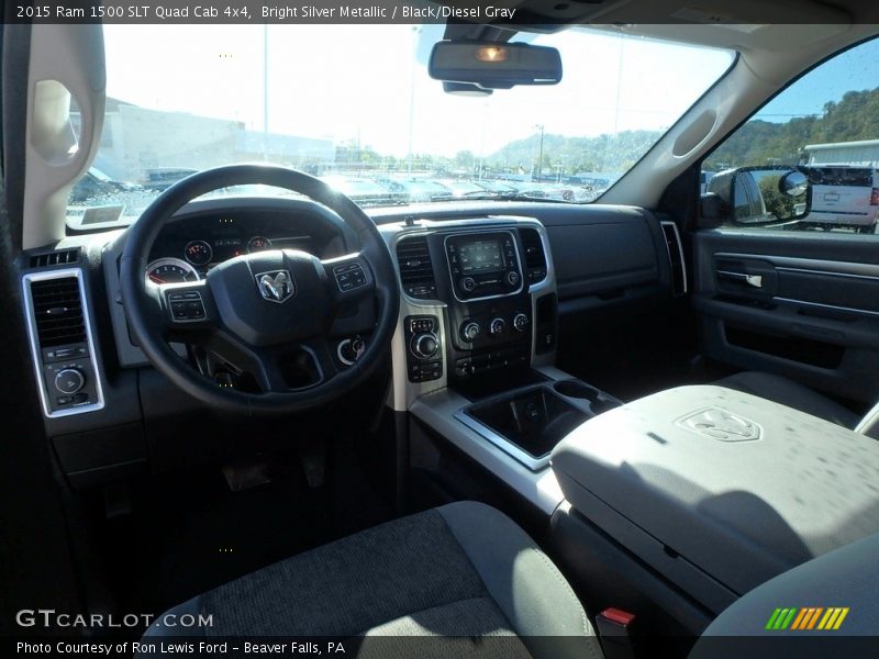 Bright Silver Metallic / Black/Diesel Gray 2015 Ram 1500 SLT Quad Cab 4x4