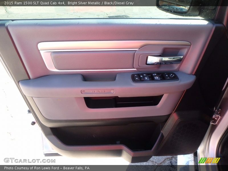 Bright Silver Metallic / Black/Diesel Gray 2015 Ram 1500 SLT Quad Cab 4x4