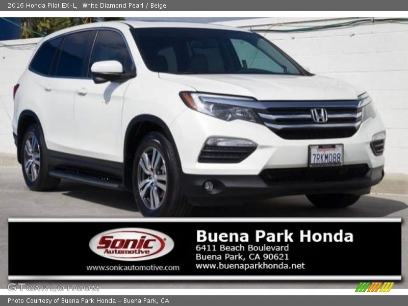 White Diamond Pearl / Beige 2016 Honda Pilot EX-L