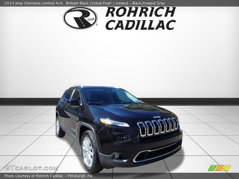 Brilliant Black Crystal Pearl / Iceland - Black/Iceland Gray 2014 Jeep Cherokee Limited 4x4