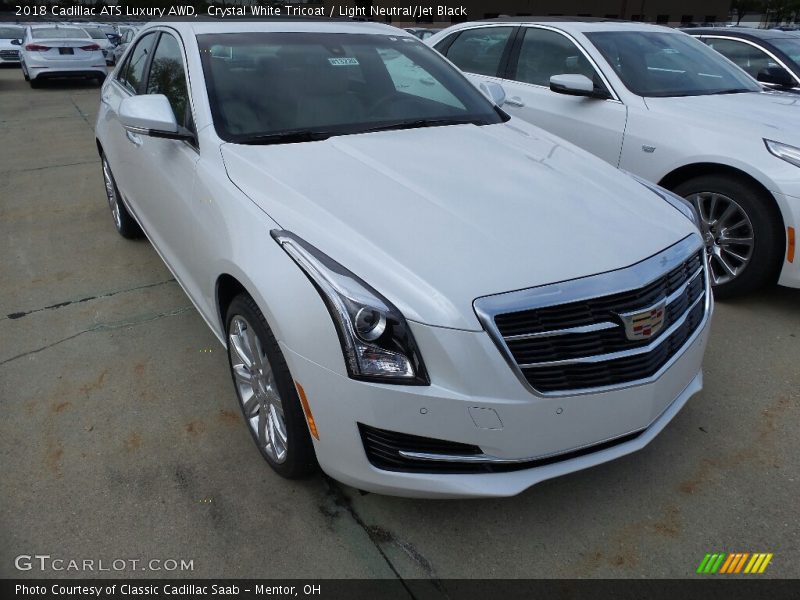 Crystal White Tricoat / Light Neutral/Jet Black 2018 Cadillac ATS Luxury AWD