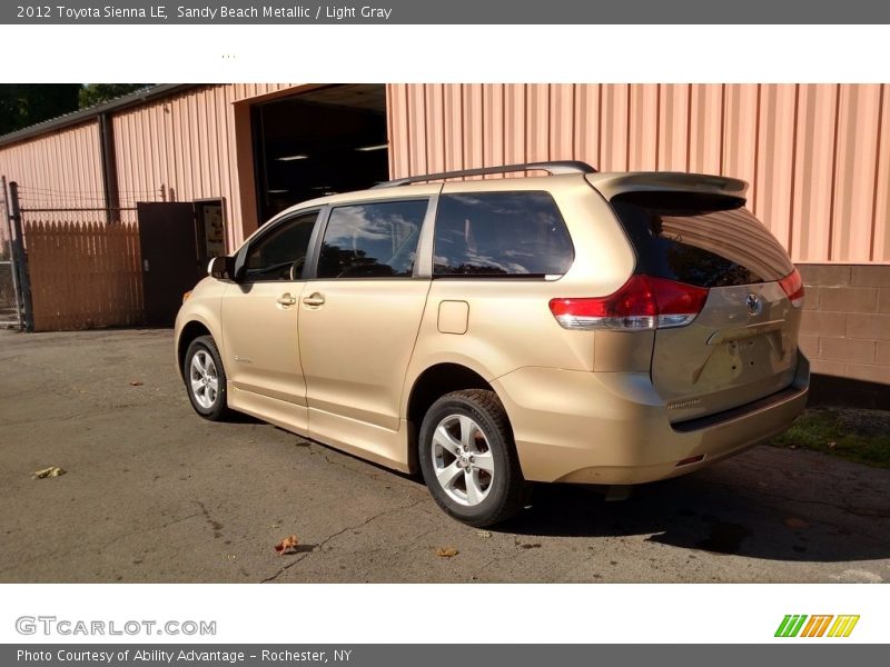 Sandy Beach Metallic / Light Gray 2012 Toyota Sienna LE