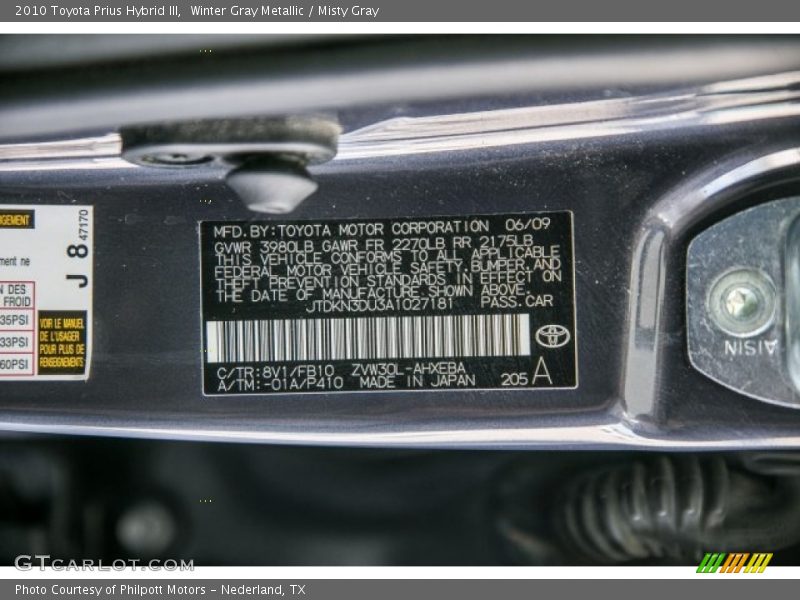 Winter Gray Metallic / Misty Gray 2010 Toyota Prius Hybrid III