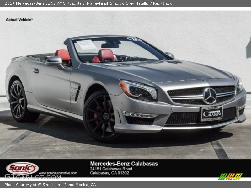 Matte-Finish Shadow Grey Metallic / Red/Black 2014 Mercedes-Benz SL 63 AMG Roadster