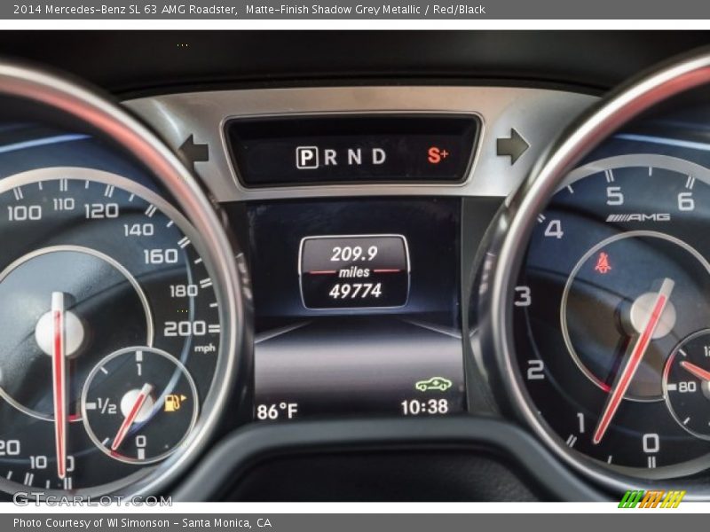 Matte-Finish Shadow Grey Metallic / Red/Black 2014 Mercedes-Benz SL 63 AMG Roadster