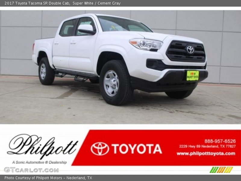 Super White / Cement Gray 2017 Toyota Tacoma SR Double Cab