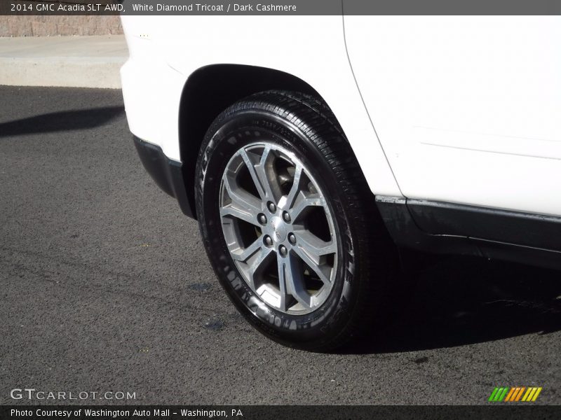 White Diamond Tricoat / Dark Cashmere 2014 GMC Acadia SLT AWD