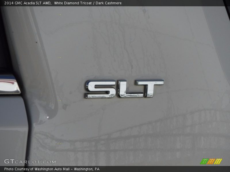 White Diamond Tricoat / Dark Cashmere 2014 GMC Acadia SLT AWD