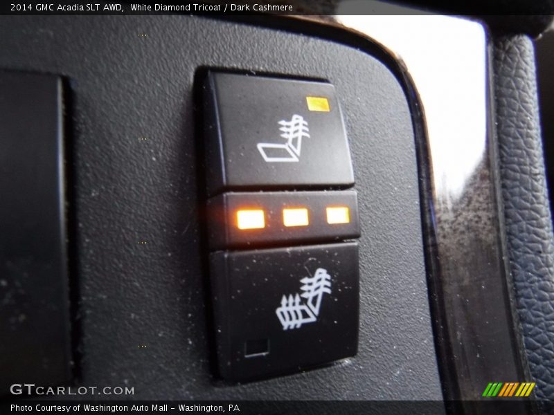 White Diamond Tricoat / Dark Cashmere 2014 GMC Acadia SLT AWD