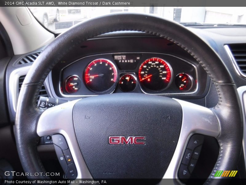 White Diamond Tricoat / Dark Cashmere 2014 GMC Acadia SLT AWD