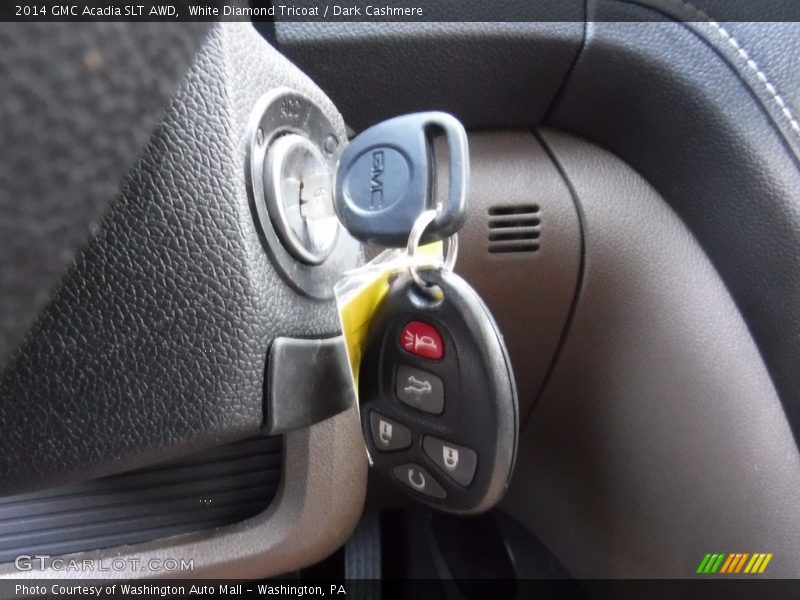 White Diamond Tricoat / Dark Cashmere 2014 GMC Acadia SLT AWD