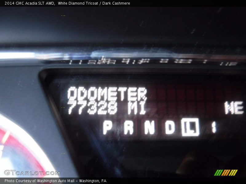 White Diamond Tricoat / Dark Cashmere 2014 GMC Acadia SLT AWD