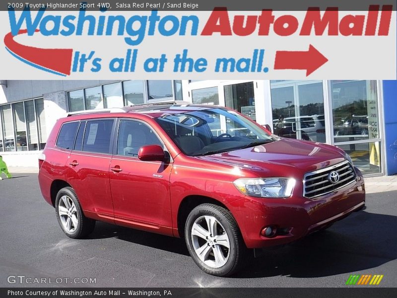 Salsa Red Pearl / Sand Beige 2009 Toyota Highlander Sport 4WD