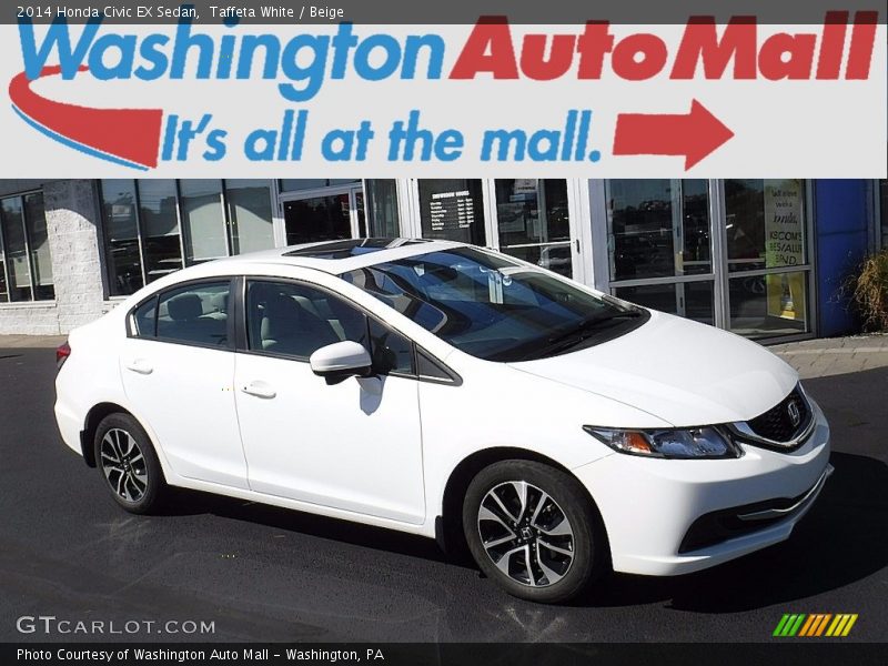 Taffeta White / Beige 2014 Honda Civic EX Sedan