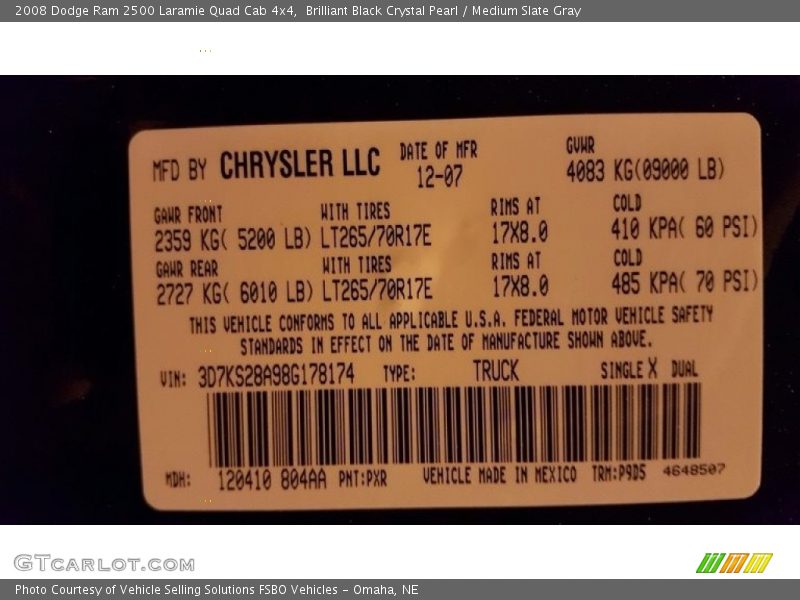 Brilliant Black Crystal Pearl / Medium Slate Gray 2008 Dodge Ram 2500 Laramie Quad Cab 4x4