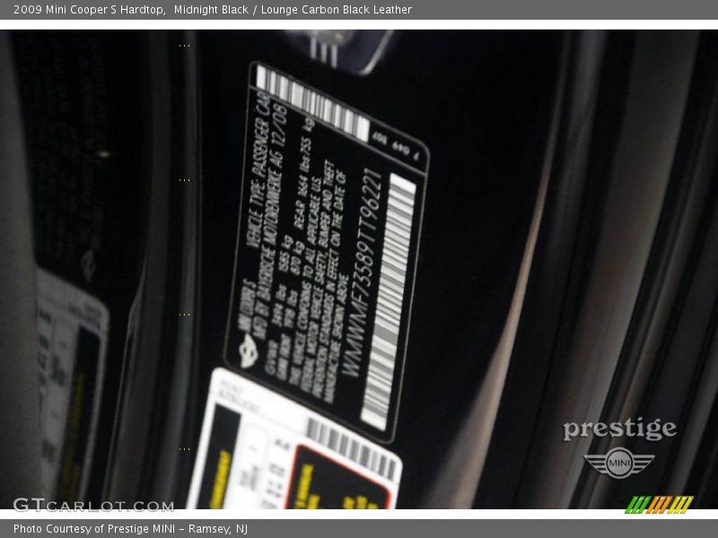 Midnight Black / Lounge Carbon Black Leather 2009 Mini Cooper S Hardtop