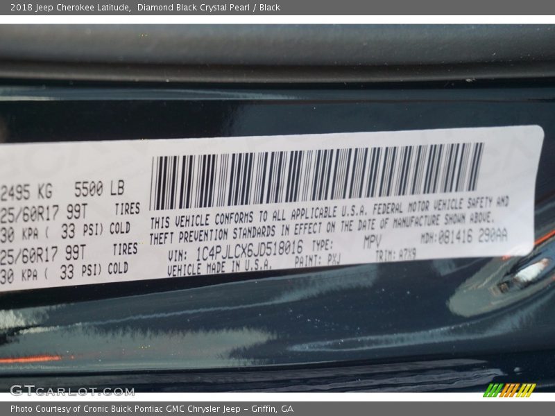 Diamond Black Crystal Pearl / Black 2018 Jeep Cherokee Latitude
