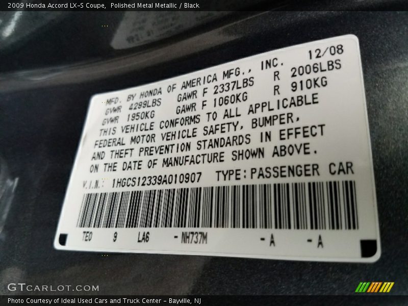 Polished Metal Metallic / Black 2009 Honda Accord LX-S Coupe