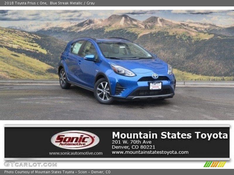 Blue Streak Metallic / Gray 2018 Toyota Prius c One