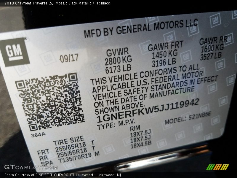 Mosaic Black Metallic / Jet Black 2018 Chevrolet Traverse LS