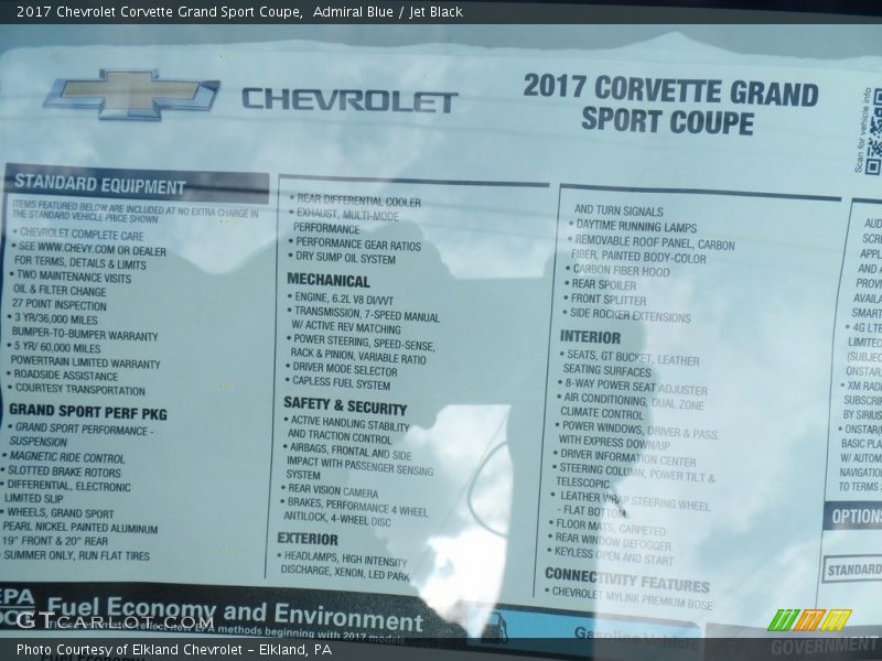 Admiral Blue / Jet Black 2017 Chevrolet Corvette Grand Sport Coupe