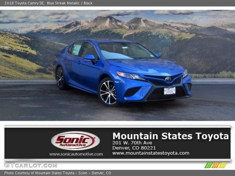 Blue Streak Metallic / Black 2018 Toyota Camry SE