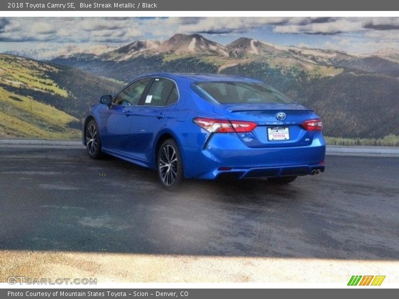 Blue Streak Metallic / Black 2018 Toyota Camry SE