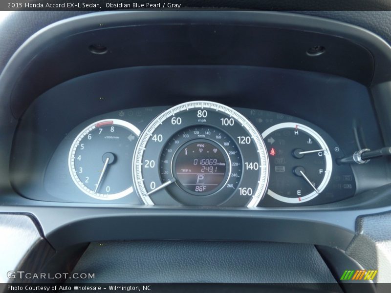 Obsidian Blue Pearl / Gray 2015 Honda Accord EX-L Sedan