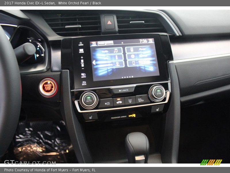 White Orchid Pearl / Black 2017 Honda Civic EX-L Sedan