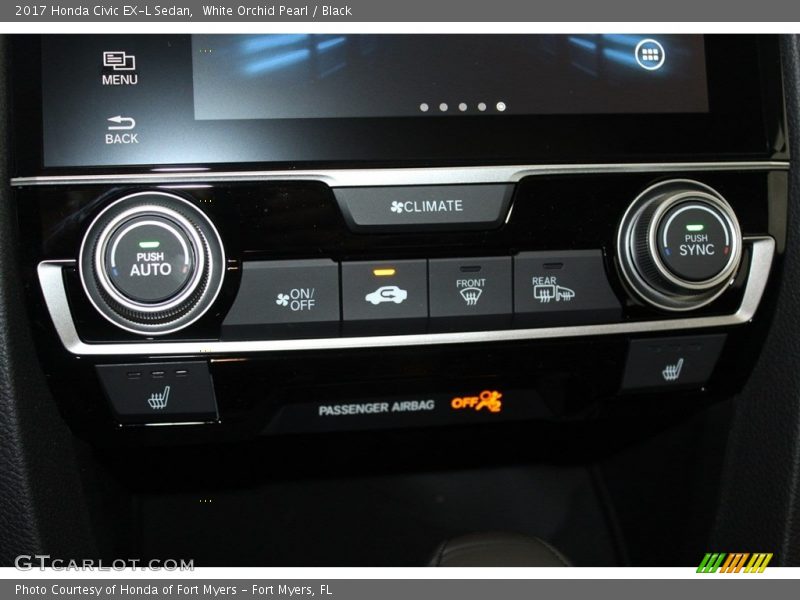 White Orchid Pearl / Black 2017 Honda Civic EX-L Sedan