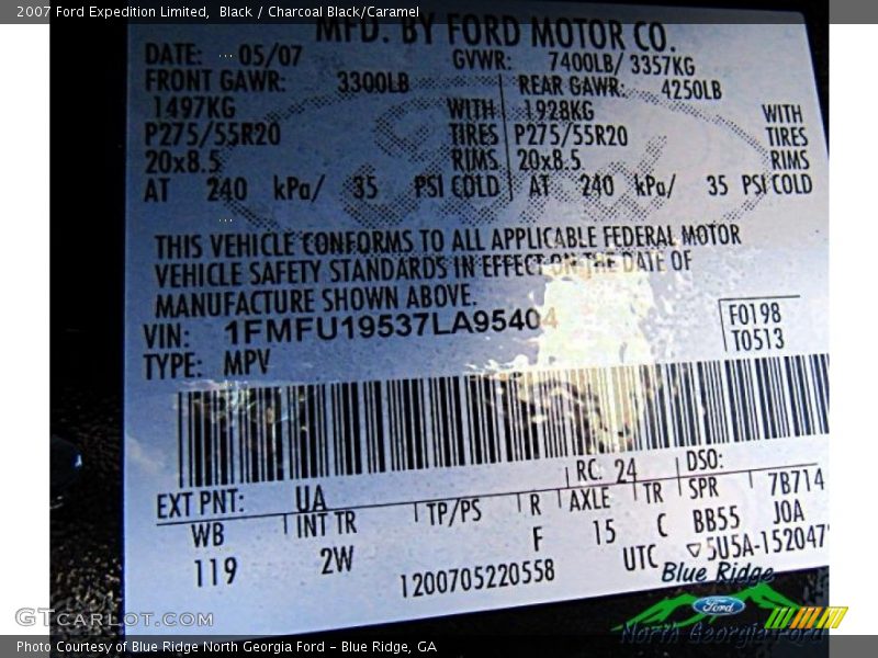 Black / Charcoal Black/Caramel 2007 Ford Expedition Limited