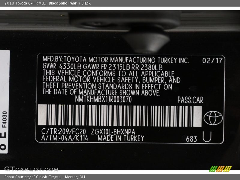 Black Sand Pearl / Black 2018 Toyota C-HR XLE