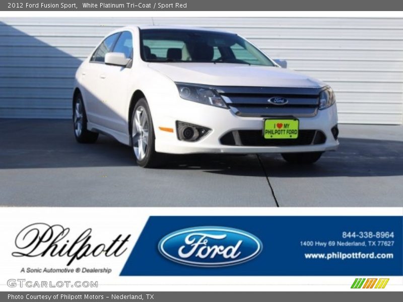 White Platinum Tri-Coat / Sport Red 2012 Ford Fusion Sport