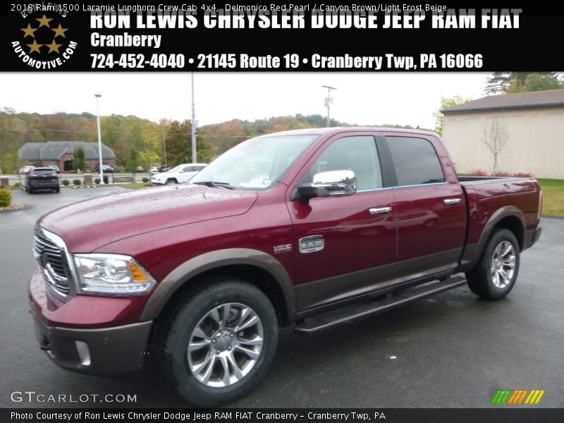 Delmonico Red Pearl / Canyon Brown/Light Frost Beige 2018 Ram 1500 Laramie Longhorn Crew Cab 4x4
