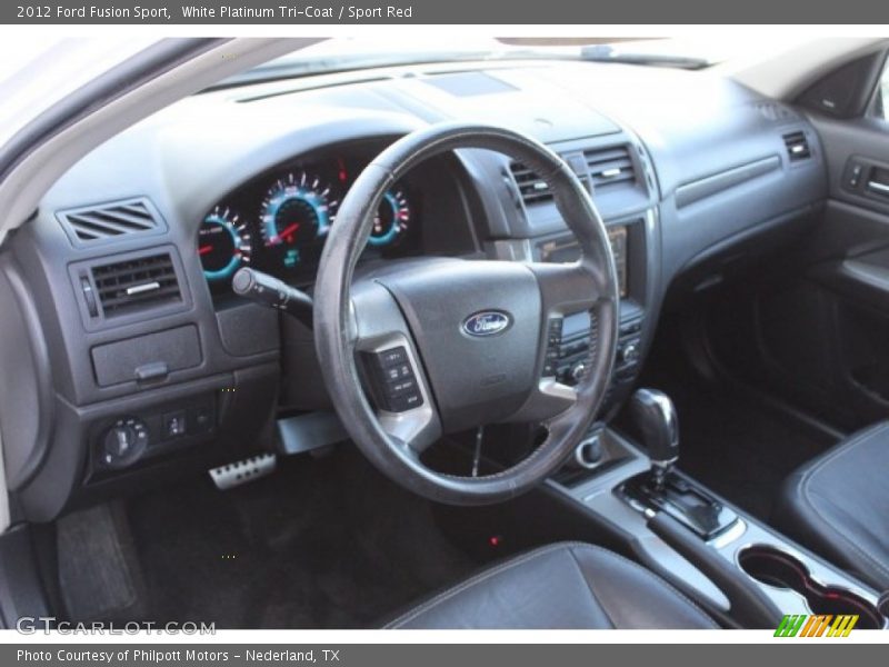 White Platinum Tri-Coat / Sport Red 2012 Ford Fusion Sport