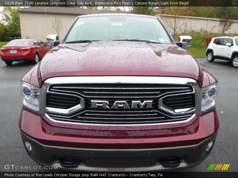 Delmonico Red Pearl / Canyon Brown/Light Frost Beige 2018 Ram 1500 Laramie Longhorn Crew Cab 4x4