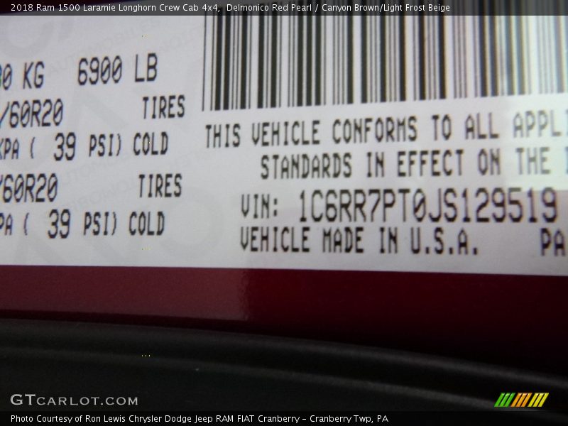 Delmonico Red Pearl / Canyon Brown/Light Frost Beige 2018 Ram 1500 Laramie Longhorn Crew Cab 4x4